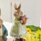 Glitzhome® 9.75" Easter Resin Bunny Couple with Coffee and Tulips Table Decor
